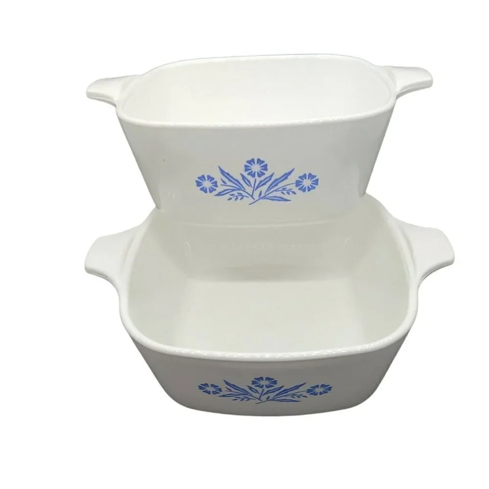 2 Corning Ware 22oz Petite Casserole Dishes P-43-B Blue Cornflower USA No Lids